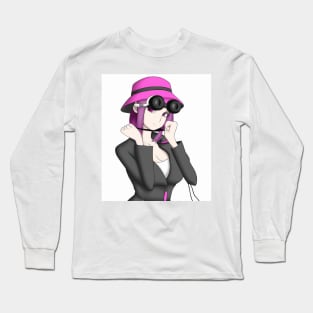 Anime Girl with Pink Hat Long Sleeve T-Shirt